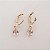 Brinco gota rosa folheado a ouro 18k - Imagem 1