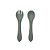 Kit Garfo E Colher Silicone Infanti Verde - Imagem 1