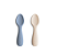 Kit com Duas Colheres para Introdução Alimentar de Silicone Azul e Ariea Mushie - Imagem 1
