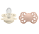 Kit com Duas Chupetas Infinity Silicone Areia e Rosa Bebê Tam 1 Bibs - Imagem 1