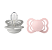 Kit com Duas Chupetas Supreme Silicone Cinza Claro e Rosa Bebê Tam 1 Bibs - Imagem 1