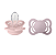 Kit com Duas Chupetas Supreme Silicone Rosa Bebê e Lilás Tam 1 Bibs - Imagem 1