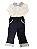 Conjunto de Calça Marinho com Body de Pima Floral - Imagem 1