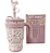 Copo Térmico Tumbler Aço Inox 420ml Floral - Imagem 4