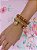 Kit 2 pulseiras elos trançados dourado com pingentes e miçangas- marsala,rosê ou marrom - Imagem 2