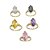 Anel Banhado a Ouro Liso Com Pedra Colorida Bijou Art - Imagem 1