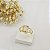 Anel Banhado a Ouro Com Pedra Retangular Bijou Art - Imagem 3