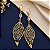 Brinco Feminino Banhado a Ouro 18K Pendurado De Folha Bijou Art - Imagem 4