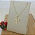Pingente Banhado a Ouro De Cruz Lisa Com Detalhes Bijou Art - Imagem 3
