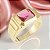 Anel Banhado a Ouro Liso Com Pedra No Centro Bijou art - Imagem 3