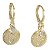 Brinco Banhado a Ouro De Argola Com Medalha Trabalhada Bijou Art - Imagem 2