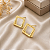Brinco Banhado a Ouro Fixo Quadrado Vazado Bijou Art - Imagem 1