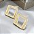 Brinco Banhado a Ouro Fixo Quadrado Vazado Bijou Art - Imagem 6