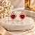 Brinco Banhado a Ouro Fixo De Coração Com Pedra No Meio e Mini Zircônias - Imagem 3
