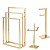 Kit Acessorios para Banheiro com 3 Peças em Aço Inox Dourado Brilhante Linha Larissa com Toalheiro de Piso Triplo Stainless - Imagem 1