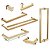 Kit Acessórios Para Banheiro com 7 Peças com Toalheiro Duplo em Aço Inox Dourado Linha Larissa Stainless - Imagem 1