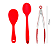 Conjunto de 3 Peças - Colher de Arroz 22,5 cm e 27 cm e Pinça Pegador 25 cm em Silicone Vermelho - UNYHOME - Imagem 1