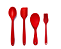 Jogo de 4 Peças - Colher de Arroz 22,5cm e 27cm, Espátula 27cm e Pinçel 21cm em Silicone Vermelho - UNYHOME - Imagem 1