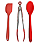 Jogo de 3 Peças - Colher de Arroz 27 cm e Pinça Pegador Multiuso 25 cm  Espatula de 27cm em Silicone Vermelho - UNYHOME - Imagem 1