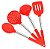 Kit 4 Utensílios de Cozinha Silicone com Cabo Inox - Luxo Vermelho UnyHome. - Imagem 3