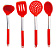 Kit 4 Utensílios de Cozinha Silicone com Cabo Inox - Luxo Vermelho UnyHome. - Imagem 1