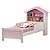 Cama Solteiro Casa Princesa Branco Rosa - Imagem 4