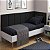 Cabeceira Em L Estofada Solteiro Design Moderno Sued Preto - Imagem 1