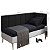 Cabeceira Em L Estofada Solteiro Design Moderno Sued Preto - Imagem 5