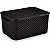 Caixa Plástica Multiuso Rattan Com Tampa Preto Gd 16l - Imagem 1