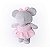 Pelúcia Lu Ratinha Antialérgica Cinza Com Vestido Rosa 34cm - Imagem 3