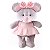 Pelúcia Lu Ratinha Antialérgica Cinza Com Vestido Rosa 34cm - Imagem 2