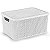 Caixa Plástica Multiuso Rattan Com Tampa Branco G 16l - Imagem 2