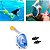 Máscara De Mergulho Com Snorkel Central Piscina Natação Azul - Imagem 7