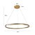 Pendente LED Euni 80cm 75W Branco Quente 3000K Dourado Fosco - Nordecor - Imagem 5