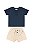 Conjunto Masculino Infantil Manga Curta Azul\Nude - Ref 34263 - Quimby - Imagem 1