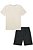 Conjunto de Camiseta Bege em Piquet com Elastano e Bermuda em Cotton Jeans - Ref 74702 - LucBoo - Imagem 4