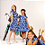Vestido Feminino Infantil Crepe Azul Com Branco - Imagem 1