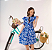 Vestido Feminino Infantil Crepe Azul Com Branco - Imagem 2