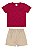 Conjunto Masculino Infantil Camiseta Vermelha e Bermuda Bege - Ref 221640 - Elian - Imagem 1
