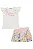 Conjunto Feminino Infantil Blusa Off Com Flor e Short Rosa Claro Florido - Kukie - Ref 86313 - Imagem 1