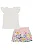 Conjunto Feminino Infantil Blusa Off Com Flor e Short Rosa Claro Florido - Kukie - Ref 86313 - Imagem 2
