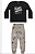 Pijama Masculino Manga Longa Camiseta Preta e Calça Com Punho Cinza - Elian - Ref 12120 - Imagem 1