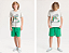 Conjunto Masculino Infantil - Dinossauro - Camiseta Cinza e Bermuda Verde - Imagem 1