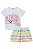 Conjunto Feminino Infantil de Blusa e Shorts Comfy Kukie -Branco/Colorido REF60777 - Imagem 1