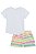Conjunto Feminino Infantil de Blusa e Shorts Comfy Kukie -Branco/Colorido REF60777 - Imagem 2