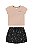 Conjunto Feminino Infantil Manga Curta Salmão\Preto - Ref 251818 - Imagem 1