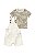 Conjunto Masculino Infantil de Camiseta+Jardeineira Carinhoso -Off/Bege REF104218 - Imagem 1