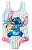 Maiô Infantil Feminino - Stitch Disney - Listrado - Branco e Azul - Imagem 2