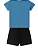 Conjunto Masculino Infantil Camiseta Azul Astronauta e Bermuda Moletinho Preta - - Imagem 2