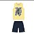 Conjunto Infantil Menino Regata Estampa Frontal Amarelo Em Algodão e Bermuda Moletinho Preta - Malwee Kids - REf 128230 - Imagem 1